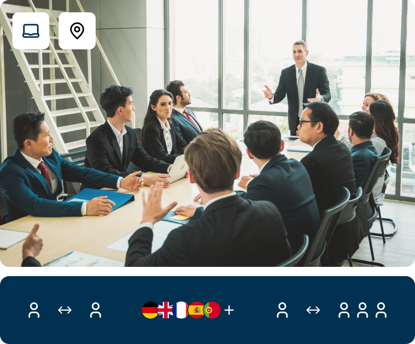 Manager-Meeting mit Anwendung der Sprachkenntnisse aus dem Fachsprachkurs Business Englisch von FOKUS Sprachen